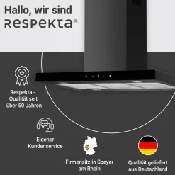 Inselhaube 'CH44199GISS-20' Metall/Glas schwarz 60 cm