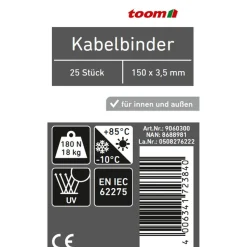 Kabelbinder schwarz 3,5 x 150 mm 25 Stück