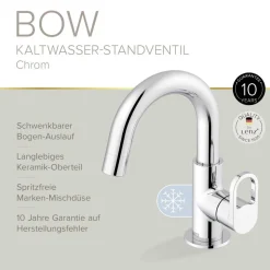 Kaltwasser-Standventil 'Bow' chromfarben