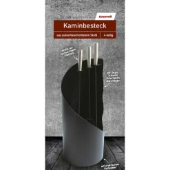 Kaminbesteck schwarz 4-teilig Stahl mit Edelstahlgriffen