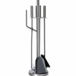 Kaminbesteck 4-teilig Stahl mit Edelstahlgriffen schwarz
