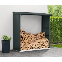 Kaminholzregal 'Elegant Typ 2' anthrazitgrau 181,4 x 198 x 102,5 cm