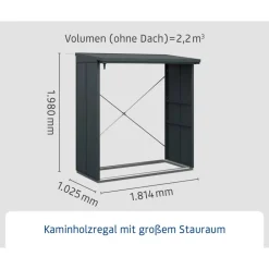 Kaminholzregal 'Elegant Typ 2' anthrazitgrau 181,4 x 198 x 102,5 cm