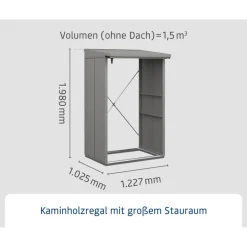 Kaminholzregal 'Elegant Typ 1' graualuminium 102,5 x 122,7 x 198 cm