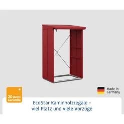 Kaminholzregal 'Elegant Typ 1' purpurrot 102,5 x 122,7 x 198 cm