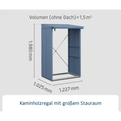 Kaminholzregal 'Elegant Typ 1' taubenblau 122,7 x 198 x 102,5 cm