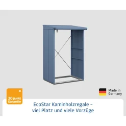 Kaminholzregal 'Elegant Typ 1' taubenblau 122,7 x 198 x 102,5 cm