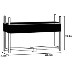 Kaminholzregal inklusive Abdeckung schwarz Stahl 36 x 240 x 119 cm