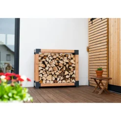 Kaminholzregal 'Michel L' naturfarben 138 x 120 x 40 cm
