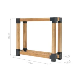 Kaminholzregal 'Michel L' naturfarben 138 x 120 x 40 cm