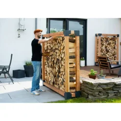 Kaminholzregal 'Michel XXL' naturfarben 198 x 180 x 40 cm