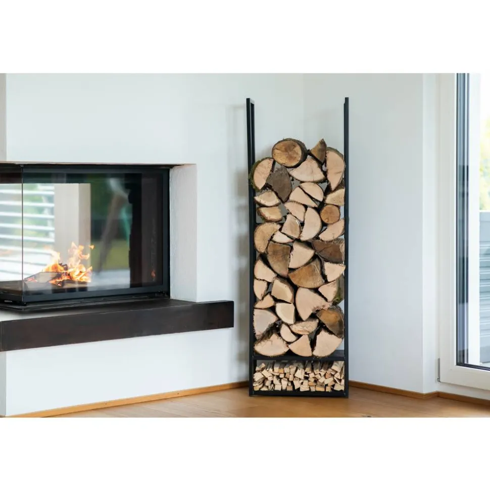 Kaminholzregal 'Porthos' schwarz 40 x 120 x 20 cm
