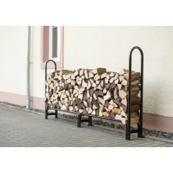 Kaminholzregal schwarz Stahl inklusive Abdeckung 244 x 25 x 118 cm