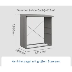 Kaminholzregal 'Trend Typ 2' grau 181,4 x 198 x 102,5 cm