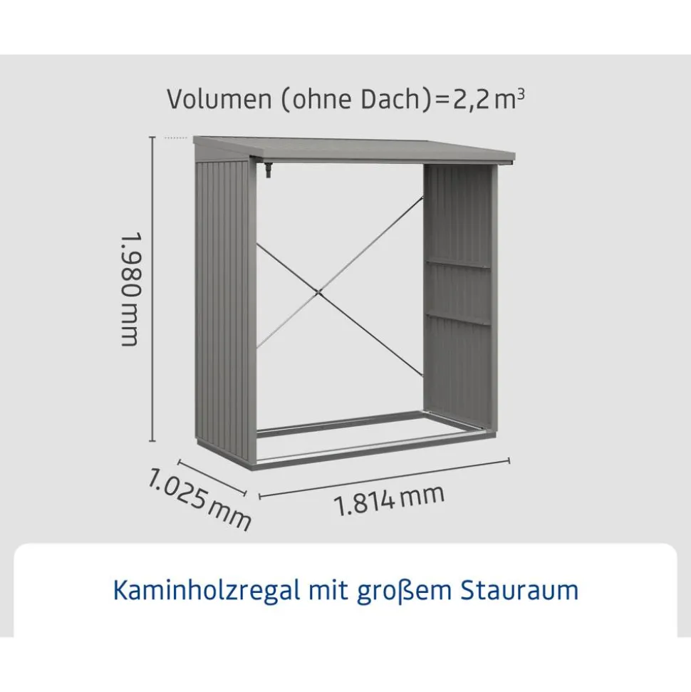 Kaminholzregal 'Trend Typ 2' grau 181,4 x 198 x 102,5 cm