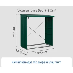 Kaminholzregal 'Trend Typ 2' moosgrün 181,4 x 198 x 102,5 cm