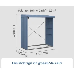 Kaminholzregal 'Trend Typ 2' taubenblau 181,4 x 198 x 102,5 cm