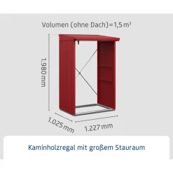 Kaminholzregal 'Trend Typ 1' purpurrot 102,5 x 122,7 x 198 cm