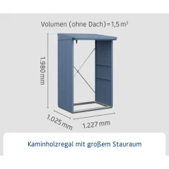 Kaminholzregal 'TrendTyp 1' taubenblau 102,5 x 122,7 x 198 cm