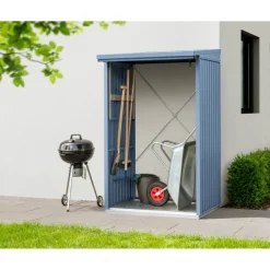 Kaminholzregal 'TrendTyp 1' taubenblau 102,5 x 122,7 x 198 cm