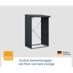 Kaminholzregal 'TrendTyp 1' anthrazitgrau 122,7 x 198 x 102,5 cm
