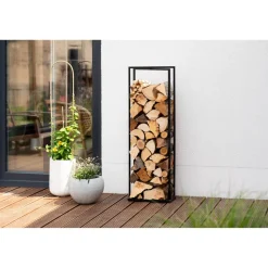 Kaminholzregal 'Xavier' schwarz 40 x 120 x 20 cm