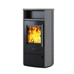 Kaminofen 'Mailand' Naturstein/Stahl schwarz-grau 6 kW