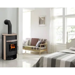 Kaminofen 'Pamir 2.0 STS' Stahl/Sandstein 6,7 kW