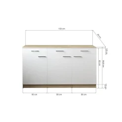 Küchenmöbel-Set 'Merle 13' grau/eichefarben 150 x 60 x 85 cm