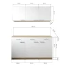 Küchenmöbel-Set 'Merle 12' grau/eichefarben 150 cm