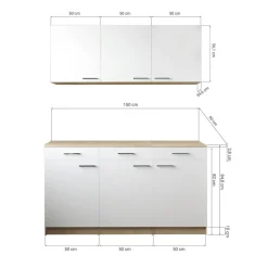 Küchenmöbel-Set 'Merle 12' grau/eichefarben 150 cm