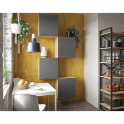 Küchenmöbel-Set 'Merle 7' grau/eichefarben 4 x Oberschränke 50 cm