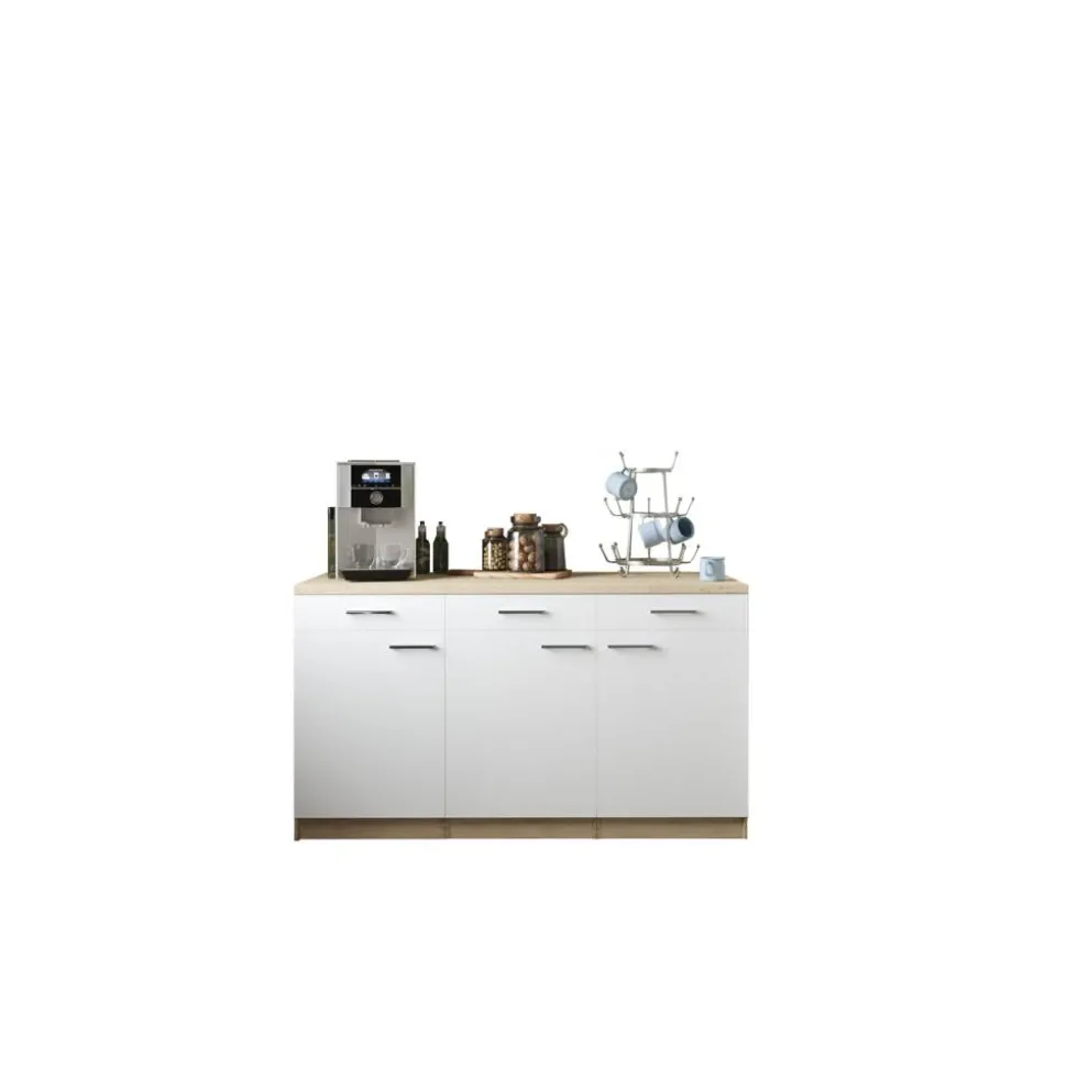 Küchenmöbel-Set 'Merle 13' weiß/eichefarben 150 x 60 x 85 cm