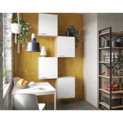 Küchenmöbel-Set 'Merle 7' weiß/eichefarben 4 x Oberschränke 50 cm
