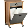 Küchenrollwagen mit Abfalleimer braun, grau 50 x 79 x 37 cm