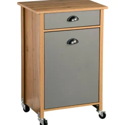 Küchenrollwagen mit Abfalleimer braun, grau 50 x 79 x 37 cm