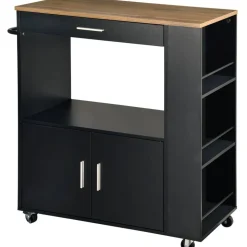 Küchenrollwagen schwarz 75 x 88 x 40 cm
