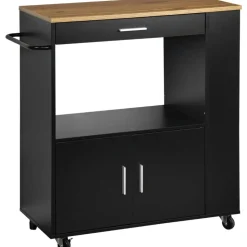 Küchenrollwagen schwarz 75 x 88 x 40 cm