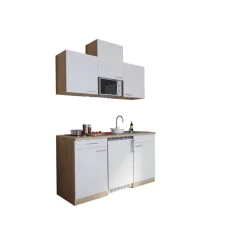 Küchenzeile 'Luis' mit E-Geräten weiß/eichefarben 150 cm