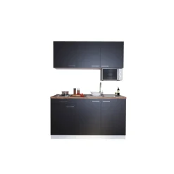 Küchenzeile 'Luis' mit E-Geräten schwarz/weiß 150 cm