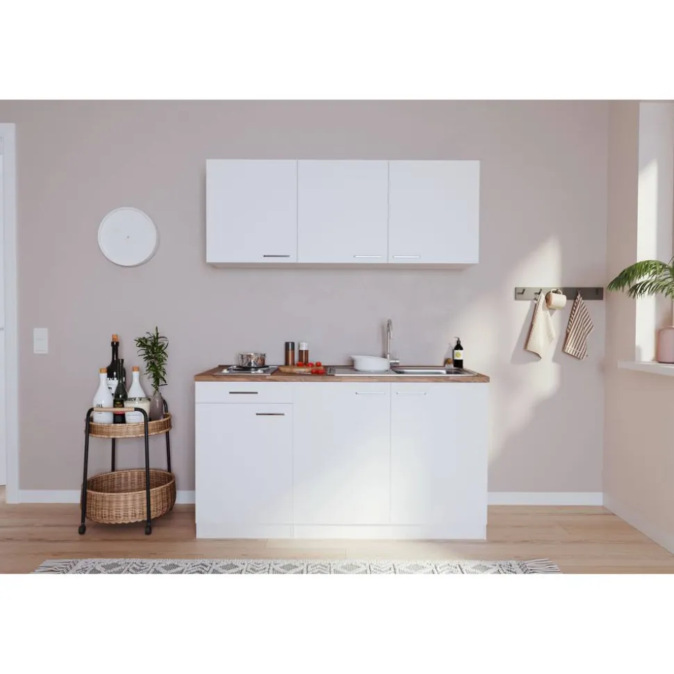 Küchenzeile 'Luis' mit E-Geräten weiß 150 cm