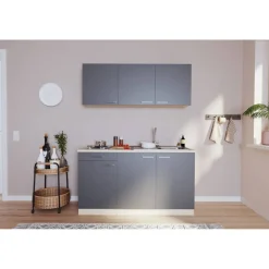 Küchenzeile 'Luis' mit E-Geräten grau/eichefarben 150 cm