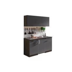 Küchenzeile 'Oliver' mit E-Geräten grau/eichefarben 150 cm