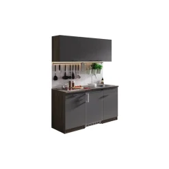 Küchenzeile 'Oliver' mit E-Gerätengrau/eichefarben 150 cm