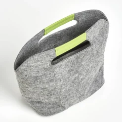 Kühltasche Filz grau/grün 24 x 28 x 16 cm