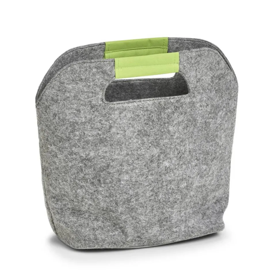 Kühltasche Filz grau/grün 24 x 28 x 16 cm