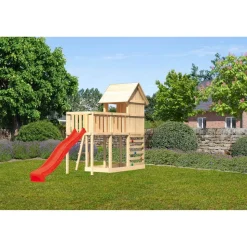 Kinderspielhaus 'Frieda' naturbelassene nordische Fichte 107 x 291 x 107 cm