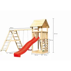 Kinderspielturm 'Lotti' naturbelassene nordische Fichte 107 x 291 x 107 cm