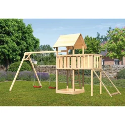 Kinderspielturm 'Lotti' naturbelassene nordische Fichte 107 x 291 x 107 cm