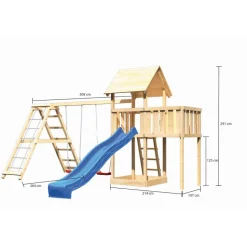 Kinderspielturm 'Lotti' naturbelassene nordische Fichte 107 x 291 x 107 cm